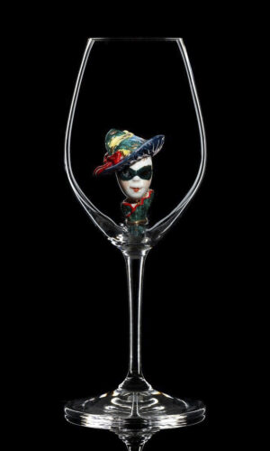 Champagne Riedel glass Carnival Mask Colored 01