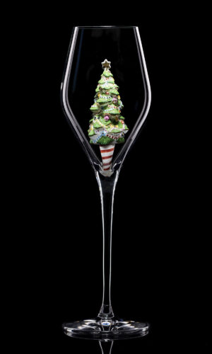 Champagne flute glass Christmas Tree 01