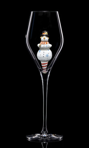 Champagne flute glass Snowman 01