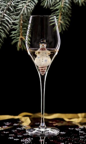 Champagne flute glass Snowman 03