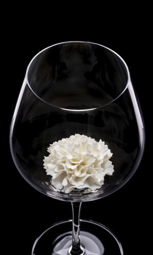 Red wine glass White Carnation 02