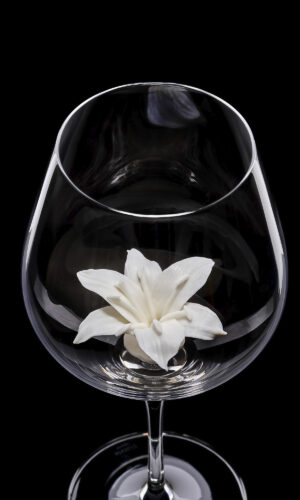 Red wine glass White lily 02